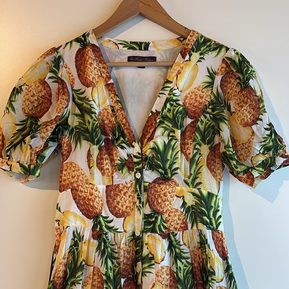 Brooks Brothers Pineapple Print Cotton Midi Dress Size 6 NEW - Picture 8 of 12